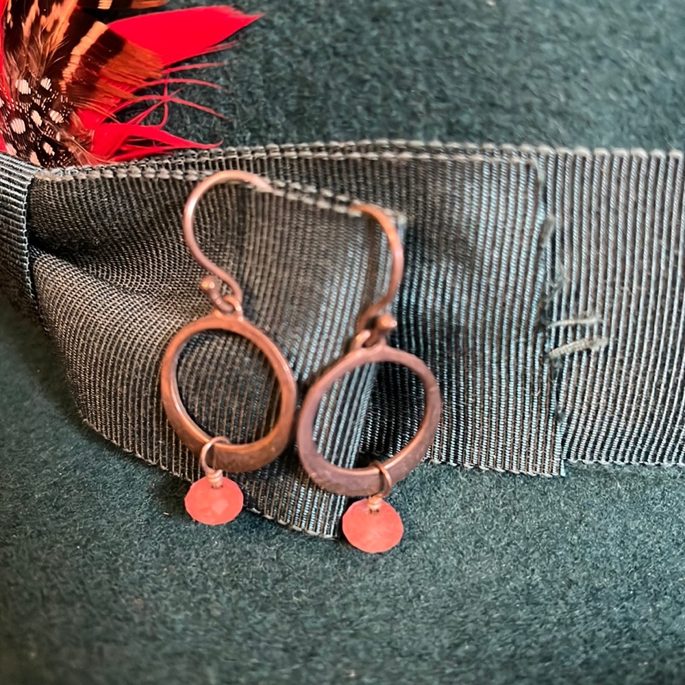 Sterling Silver Earrings with coral charm